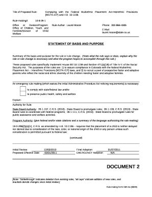 The purposes of the rules are: 1) to assure compliance in Colorado with the federal Multiethnic Placement Act Interethnic Provisions (MEPA-IEP) laws, and 2) to recruit a pool of prospective foster and adoptive parents who reflect the