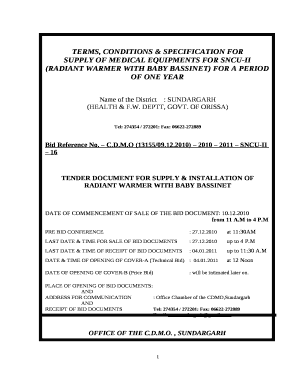 SUPPLY OF MEDICAL EQUIPMENTS FOR SNCU-II