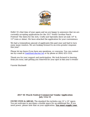 Its that time of year again and we are happy to announce that we are currently accepting applications for the 2017 South Carolina Peach Festival
