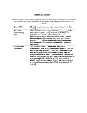 Instructions: Please use this template to prepare your consent form