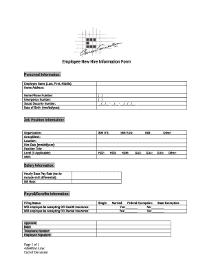Employee New Hire Information Form