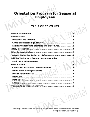 Orientation Program for Seasonal Employees