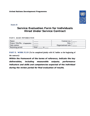 Service Evaluation Form for Individuals