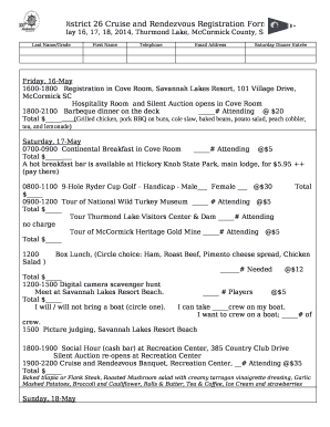District 26 Cruise and Rendezvous Registration Form