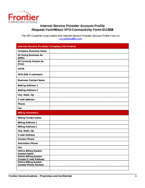 Internet Service Provider Account Profile