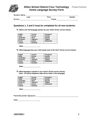 Questions 1, 2 and 3 must be completed for all new students: