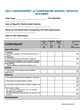 SELF-ASSESSMENT of COMPANION ANIMAL MEDICAL RECORDS