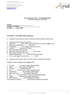 PLACEMENT TEST INTERMEDIATE