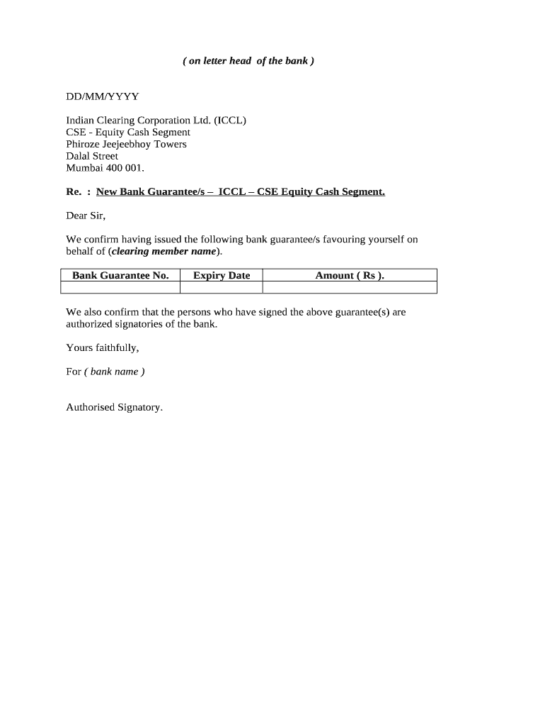 Indian Clearing Corporation Ltd Doc Template pdfFiller