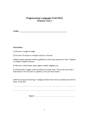 Practice Test I