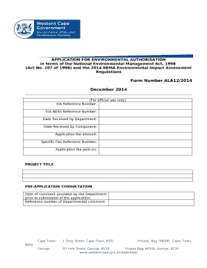 107 of 1998) and the 2014 NEMA Environmental Impact Assessment Regulations