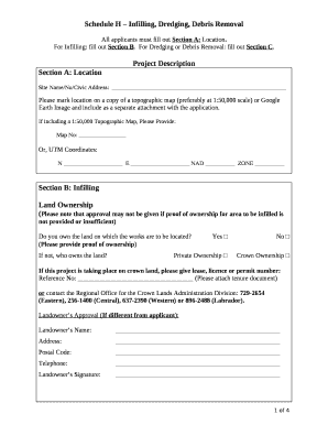 Schedule H Infilling, Dredging, Debris Removal