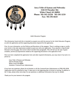 The information found with this is intended to acquaint you with the process for the Adult Education Program, as well, the application and the supporting documents required for the application