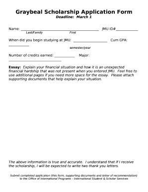 Graybeal Scholarship Application Form