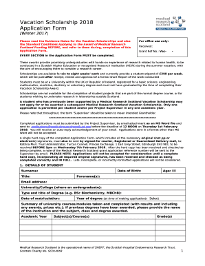 Vacation Scholarship 2018