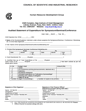 Audited Statement of Expenditure for Symposium/Seminar/Conference
