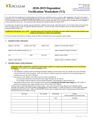 Verification Worksheet (V5) - Tusculum College