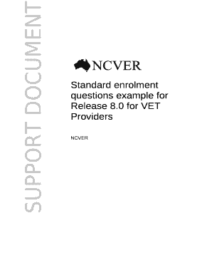 Standard enrolment questions example for Release 8