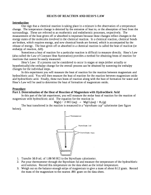 HEATS OF REACTION AND HESSS LAW