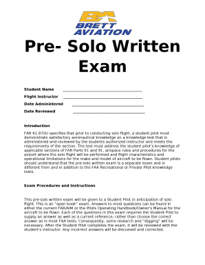 Pre- Solo Written Exam