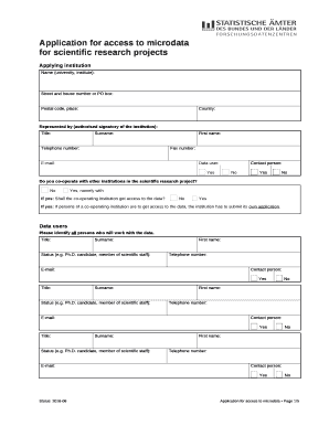 Application for access to microdata