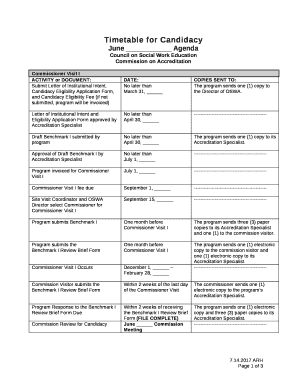 Timetable for Candidacy