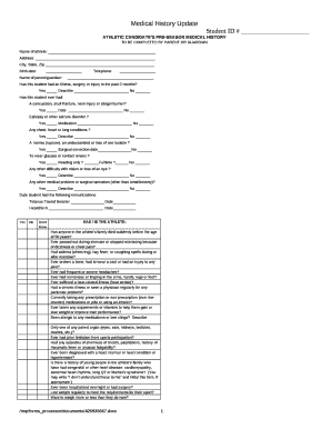 ATHLETIC CANDIDATES PRE-SEASON MEDICAL HISTORY