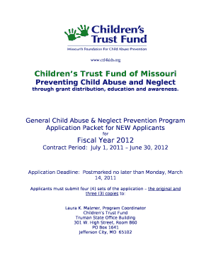 Application Deadline:Postmarked no later than Monday, March 14, 2011