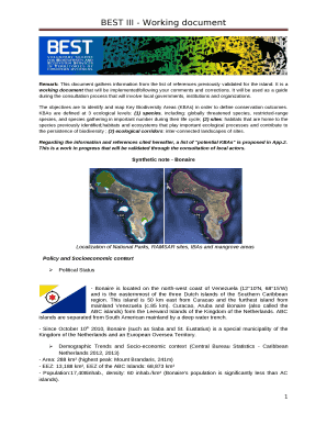 Remark: This document gathers information from the list of references previously validated for the island