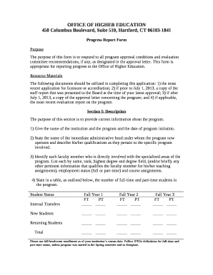 The purpose of this form is to respond to all program approval conditions and evaluation committee recommendations, if any, as designated in the approval letter