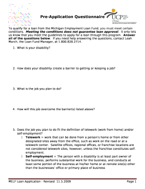 To qualify for a loan from the Michigan Employment Loan Fund, you must meet certain conditions