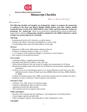 The following checklist and template are designed for authors to compose the manuscript to conform to the Meat and Muscle Biology (MMB) policies and style