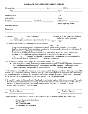 INSURANCE EMPLOYEE SEPARATION REPORT