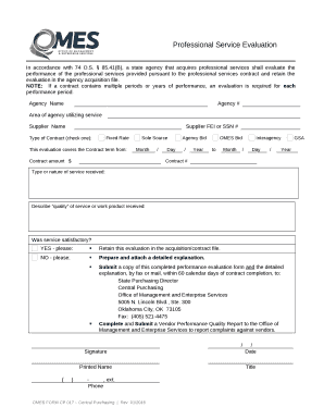 Professional Service Evaluation