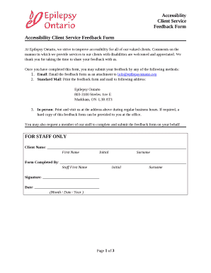 Accessibility Client Service Feedback Form
