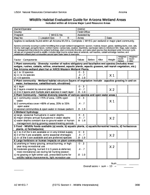 Wildlife Habitat Evaluation Guide for Arizona Wetland Areas