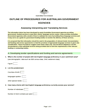 OUTLINE OF PROCEDURES FOR AUSTRALIAN GOVERNMENT AGENCIES template
