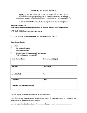 Remplissable PROCDURE RESTREINTE POUR LE MARCH DE SERVICES: