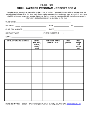 SKILL AWARDS PROGRAM - REPORT FORM