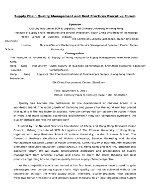 Supply Chain Quality Management and Best Practices Executive Forum