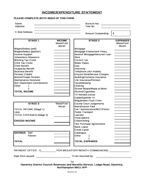 financial expenditure statement template