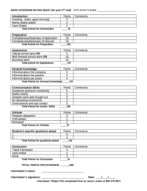 MOCK INTERVIEW RATING SHEET (for your 3rd visit)APPLICANTS NAME
