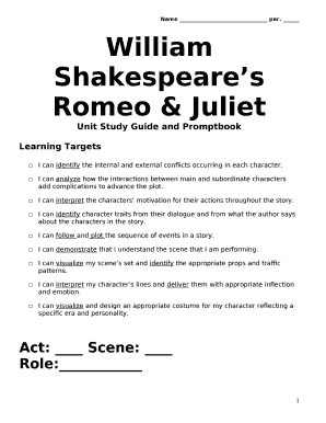 Unit Study Guide and Promptbook