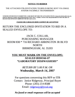 FAXED OR E-MAILED BIDS CANNOT BE ACCEPTED