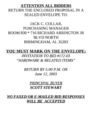 INVITATION TO BID #172-03