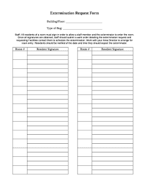 Extermination Request Form