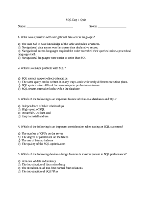 SQL Day 1 Quiz