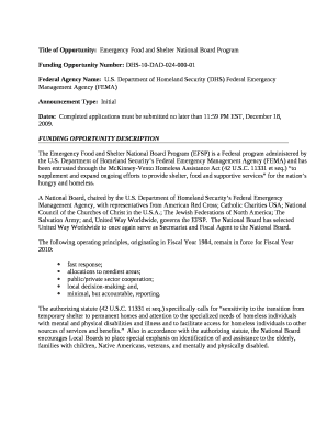 Title of Opportunity:Emergency Food and Shelter National Board Program