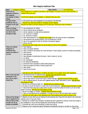Skin Integrity Healthcare Plan