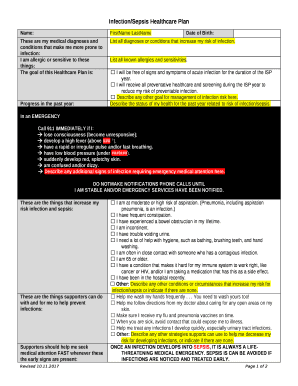 Infection/Sepsis Healthcare Plan